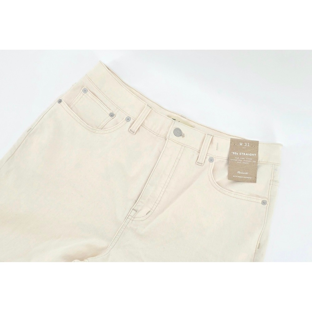 Madewell 90s Straight Leg Jeans Size 31 Women's Cream High Rise Denim NWT